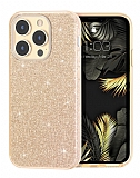 Eiroo Silvery iPhone 13 Pro Simli Gold Silikon Klf