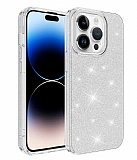 Eiroo Silvery iPhone 14 Pro Simli Silver Silikon Klf