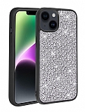 Eiroo Stone iPhone 13 Simli Siyah Silikon Klf