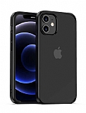 Eiroo Strong iPhone 12 Mini 5.4 in Siyah Silikon Klf