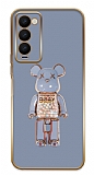 Eiroo Tecno Camon 18 Premier Candy Bear Standl Mavi Silikon Klf