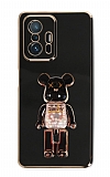 Eiroo Xiaomi 11T / 11T Pro Candy Bear Standl Siyah Silikon Klf
