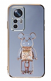 Eiroo Xiaomi 12T Candy Bear Standl Mavi Silikon Klf