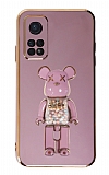Eiroo Xiaomi Mi 10T Candy Bear Standl Mor Silikon Klf