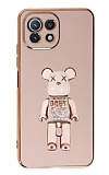 Eiroo Xiaomi Mi 11 Lite 5G Candy Bear Standl Pembe Silikon Klf