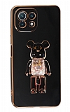 Eiroo Xiaomi Mi 11 Lite Candy Bear Standl Siyah Silikon Klf