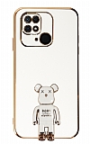 Eiroo Xiaomi Poco C40 Baby Bear Standl Beyaz Silikon Klf