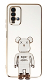Eiroo Xiaomi Poco M3 Baby Bear Standl Beyaz Silikon Klf