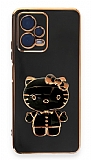Eiroo Xiaomi Poco X5 5G Aynal Kitty Standl Siyah Silikon Klf