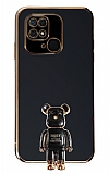 Eiroo Xiaomi Redmi 10C Baby Bear Standl Siyah Silikon Klf