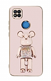 Eiroo Xiaomi Redmi 9C Candy Bear Standl Pembe Silikon Klf