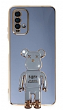 Eiroo Xiaomi Redmi 9T Baby Bear Standl Mavi Silikon Klf