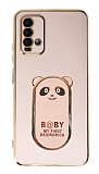 Eiroo Xiaomi Redmi 9T Baby Panda Standl Pembe Silikon Klf