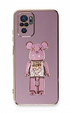 Eiroo Xiaomi Redmi Note 10 Candy Bear Standl Mor Silikon Klf