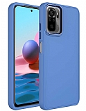 Eiroo Xiaomi Redmi Note 10 Metal ereveli Mavi Rubber Klf