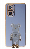 Eiroo Xiaomi Redmi Note 10 Pro Baby Bear Standl Mavi Silikon Klf