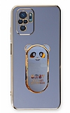 Eiroo Xiaomi Redmi Note 10 Baby Panda Standl mavi Silikon Klf