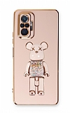 Eiroo Xiaomi Redmi Note 10 Pro Candy Bear Standl Pembe Silikon Klf