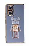 Eiroo Xiaomi Redmi Note 10 Pro Candy Bear Standl Mavi Silikon Klf