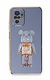 Eiroo Xiaomi Redmi Note 10S Candy Bear Standl Mavi Silikon Klf