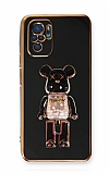 Eiroo Xiaomi Redmi Note 10S Candy Bear Standl Siyah Silikon Klf