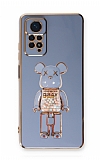 Eiroo Xiaomi Redmi Note 11 Pro Candy Bear Standl Mavi Silikon Klf