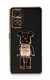 Eiroo Xiaomi Redmi Note 11 Pro Candy Bear Standl Siyah Silikon Klf