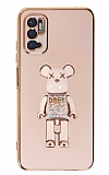 Eiroo Xiaomi Redmi Note 11 SE Candy Bear Standl Pembe Silikon Klf