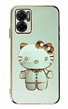 Eiroo Xiaomi Redmi Note 11E Aynal Kitty Standl Yeil Silikon Klf
