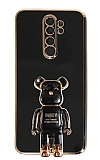 Eiroo Xiaomi Redmi Note 8 Pro Baby Bear Standl Siyah Silikon Klf