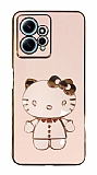 Eiroo Xiaomi Redmi Note 12 4G Aynal Kitty Standl Pembe Silikon Klf