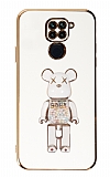 Eiroo Xiaomi Redmi Note 9 Candy Bear Standl Beyaz Silikon Klf