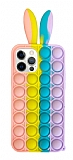 iPhone 12 Pro Max 6.7 in Push Pop Bubble Tavan Mor-Mavi Silikon Klf