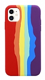 iPhone 12 Mini 5.4 in Rainbow Lansman Krmz Silikon Klf
