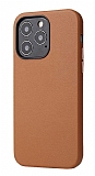 iPhone 13 Pro Max Metal Tulu Kahverengi Deri Klf