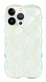 iPhone 13 Pro Max 3D Glitter Elmas Beyaz Silikon Klf