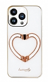 iPhone 13 Pro Max Kalpli Tutuculu Beyaz Silikon Klf