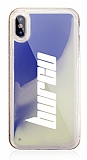 iPhone X / XS Kiiye zel Neon Kumlu Mavi Silikon Klf