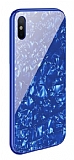 iPhone XS Max Granit Desenli Mavi Rubber Klf
