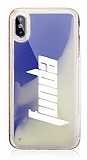 iPhone XS Max Kiiye zel Neon Kumlu Mavi Silikon Klf
