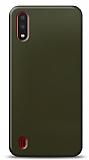 Dafoni Samsung Galaxy A01 Metalik Parlak Grnml Koyu Yeil Telefon Kaplama