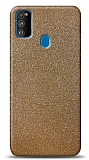 Dafoni Samsung Galaxy M30S Gold Parlak Simli Telefon Kaplama