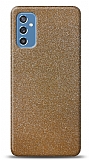 Dafoni Samsung Galaxy M52 5G Gold Parlak Simli Telefon Kaplama