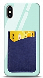 Eiroo iPhone XS Max Silikon Kenarl Kartlkl Mavi Cam Klf