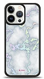 Dafoni Hologram iPhone 13 Pro Beyaz Mermer Desenli Klf