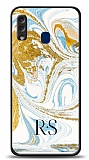 Dafoni Glossy Samsung Galaxy A20 / A30 Kiiye zel Harfli Simli Gold Mermer Klf
