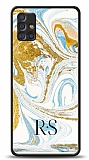 Dafoni Glossy Samsung Galaxy A71 Kiiye zel Harfli Simli Gold Mermer Klf