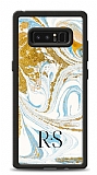 Dafoni Glossy Samsung Galaxy Note 8 Kiiye zel Harfli Simli Gold Mermer Klf