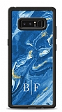 Dafoni Glossy Samsung Galaxy Note 8 Kiiye zel ki Harf Simli Mavi Mermer Klf