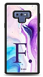 Dafoni Glossy Samsung Galaxy Note 9 Kiiye zel Harf Simli Pembe Mermer Desenli Klf